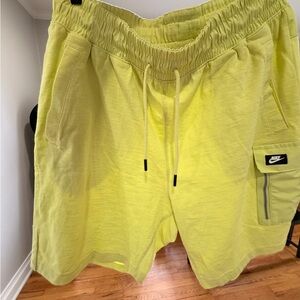 Nike Men's Neon Yellow Athletic Drawstring Shorts